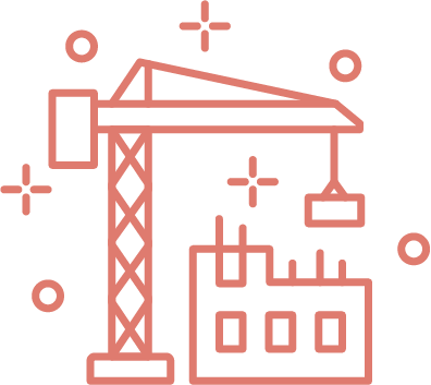 logo représentant une grue construisant un bâtiment.